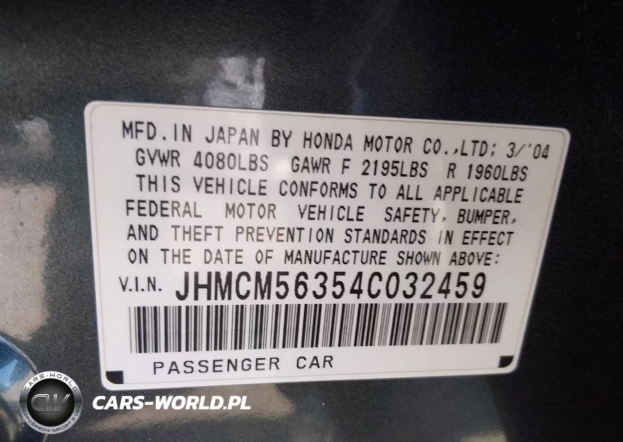 2004 Honda Accord 2.4 Lx VIN:JHMCM56354C032459 - 9
