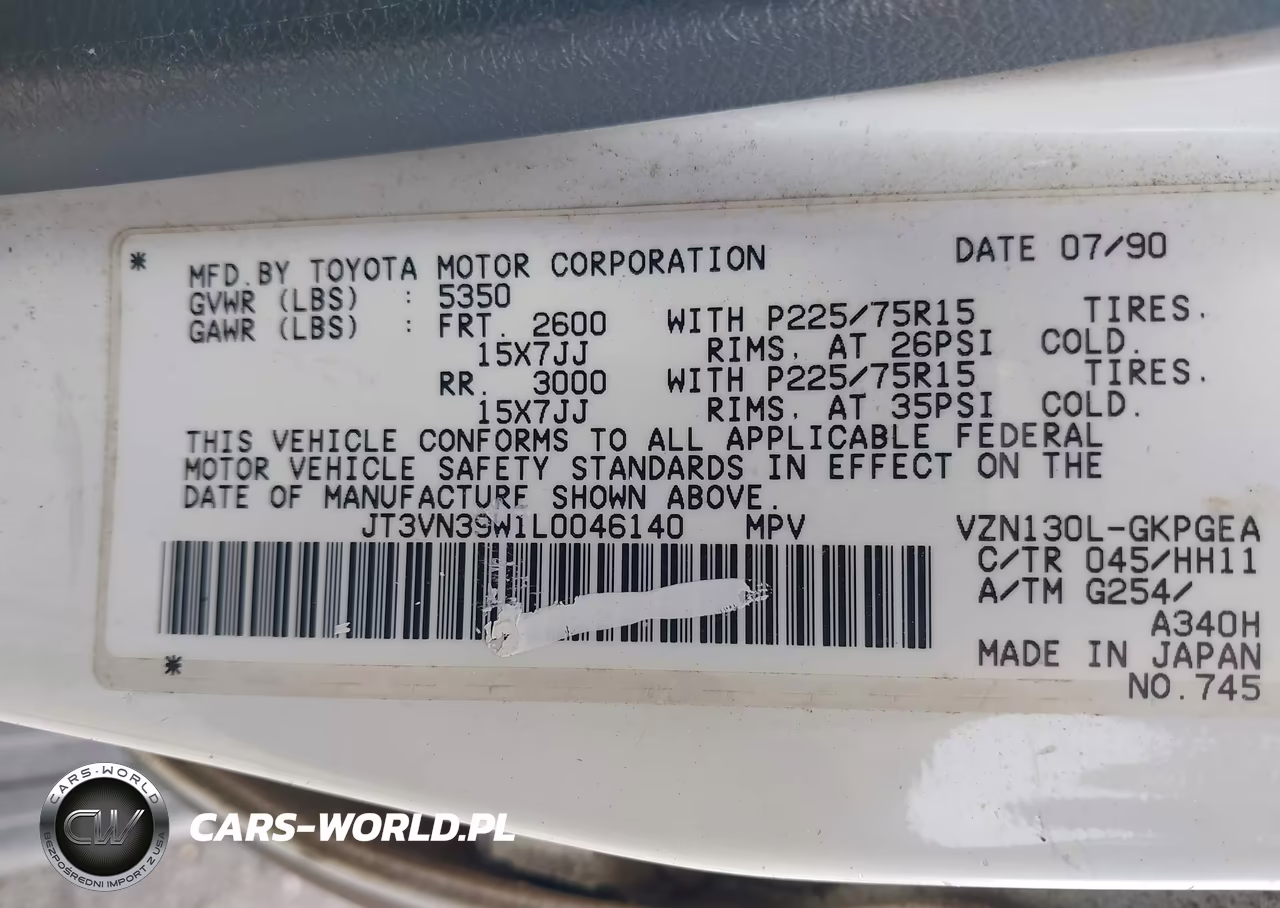 1990 Toyota 4Runner Vn39 Sr5 VIN:JT3VN39W1L0046140 - 9