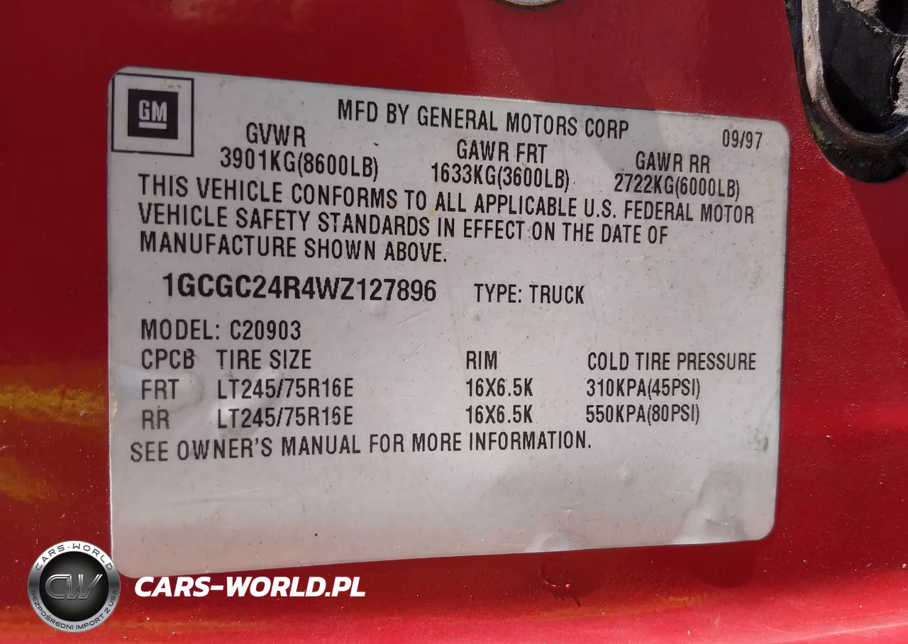 1998 Chevrolet C2500 Fleetside VIN:1GCGC24R4WZ127896 - 9