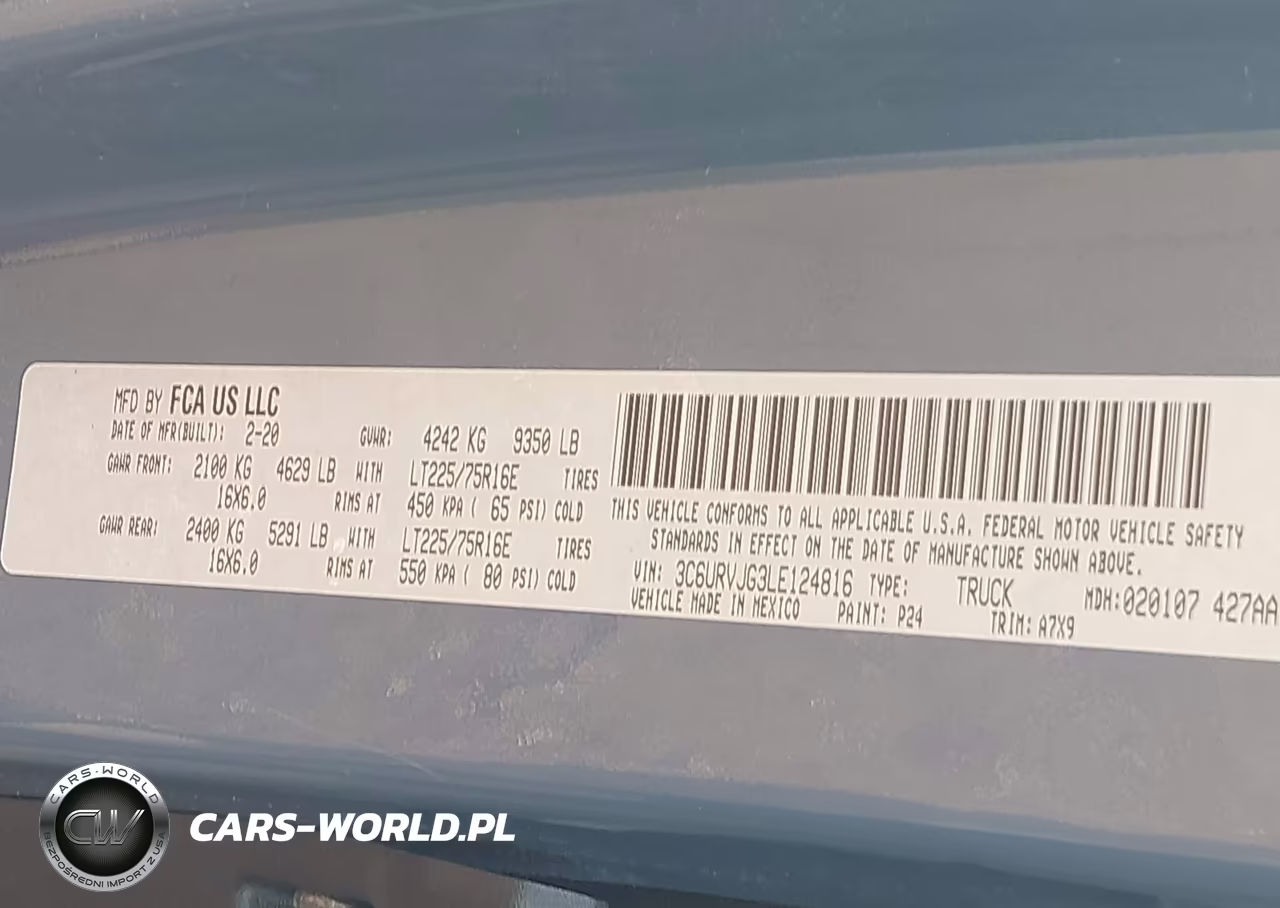 2020 Ram Promaster 3500 Cargo Van High Roof 159 Wb Ext VIN:3C6URVJG3LE124816 - 9