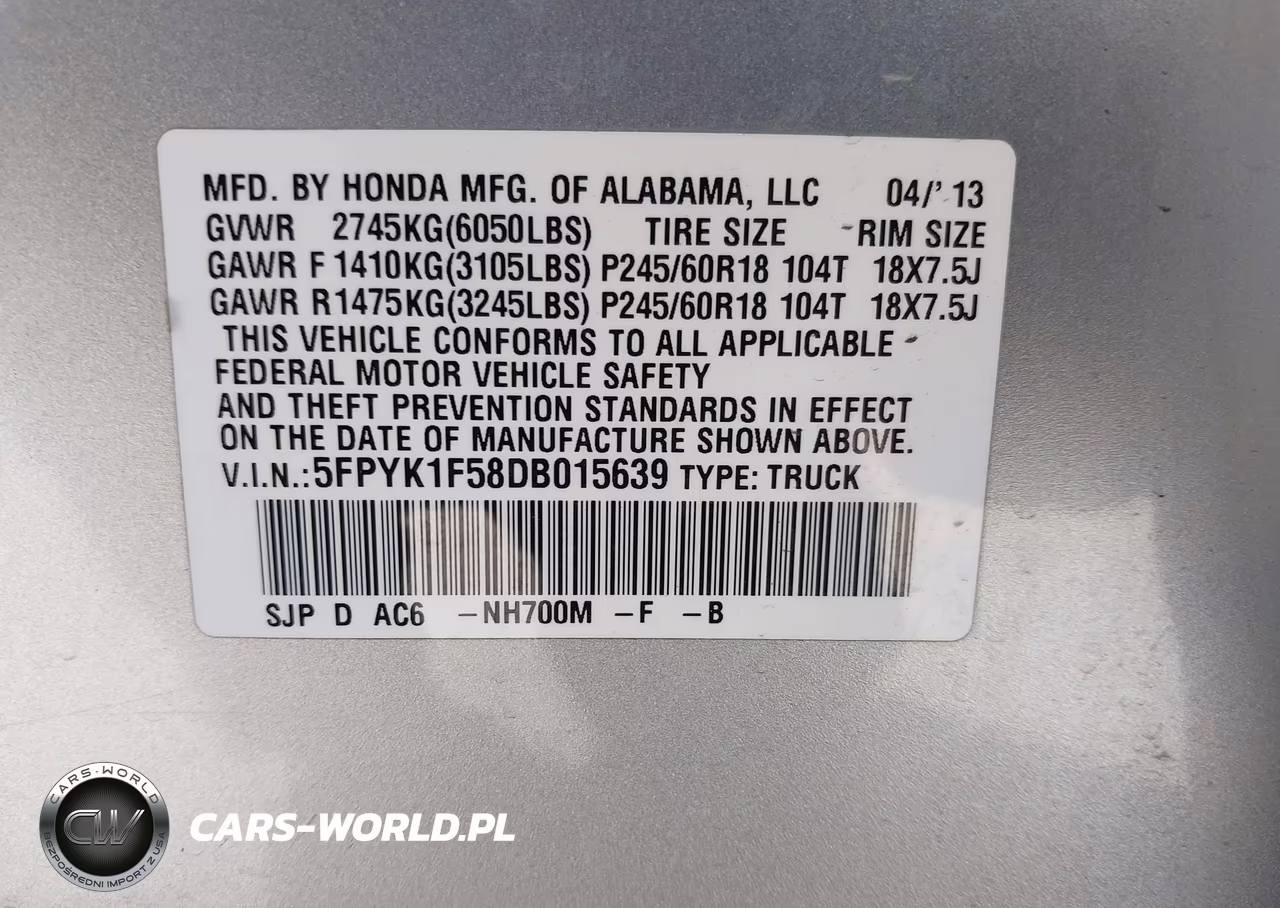 2013 Honda Ridgeline Rtl VIN:5FPYK1F58DB015639 - 9