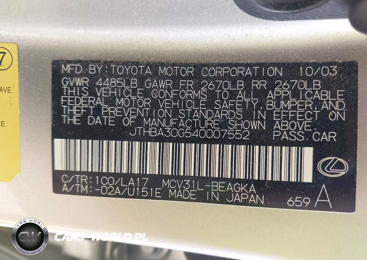 2004 Lexus Es 330 VIN:JTHBA30G540007552 - 9