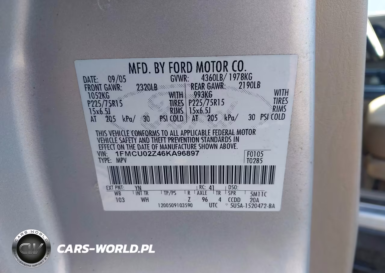 2006 Ford Escape Xls VIN:1FMCU02Z46KA96897 - 9