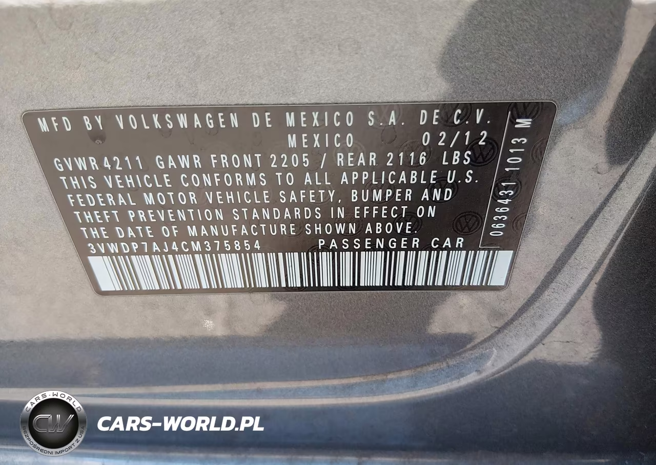 2012 Volkswagen Jetta 2.5L Se VIN:3VWDP7AJ4CM375854 - 9