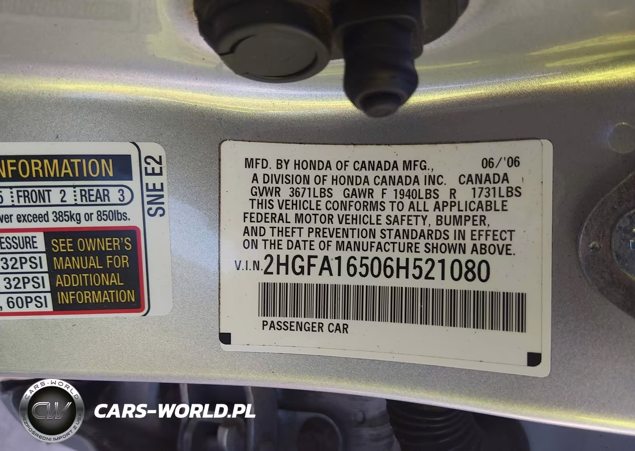 2006 Honda Civic Lx VIN:2HGFA16506H521080 - 9