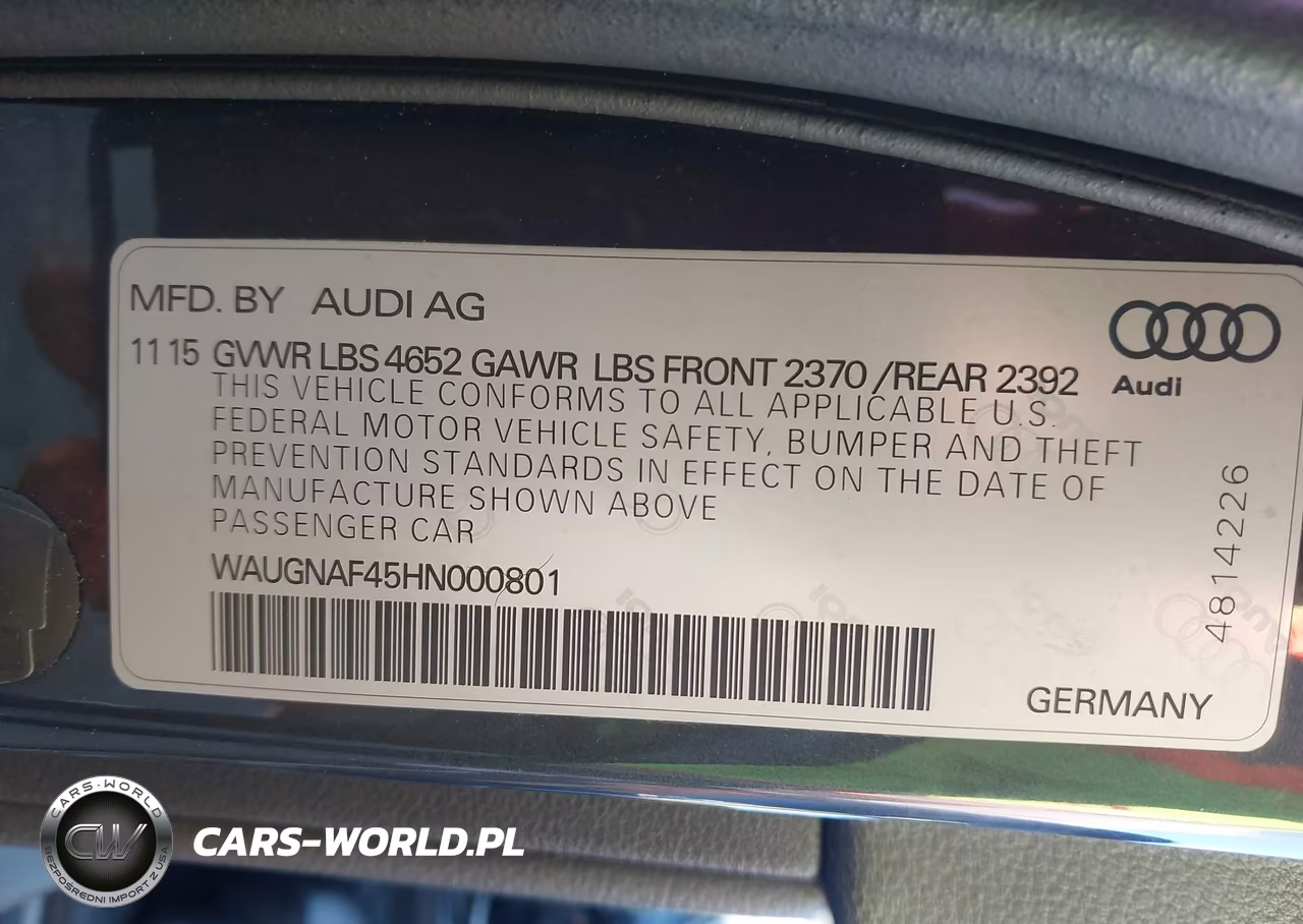 2017 Audi A4 2.0T Premium VIN:WAUGNAF45HN000801 - 9