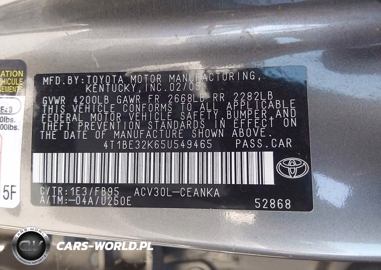 2005 Toyota Camry Le VIN:4T1BE32K65U549465 - 9