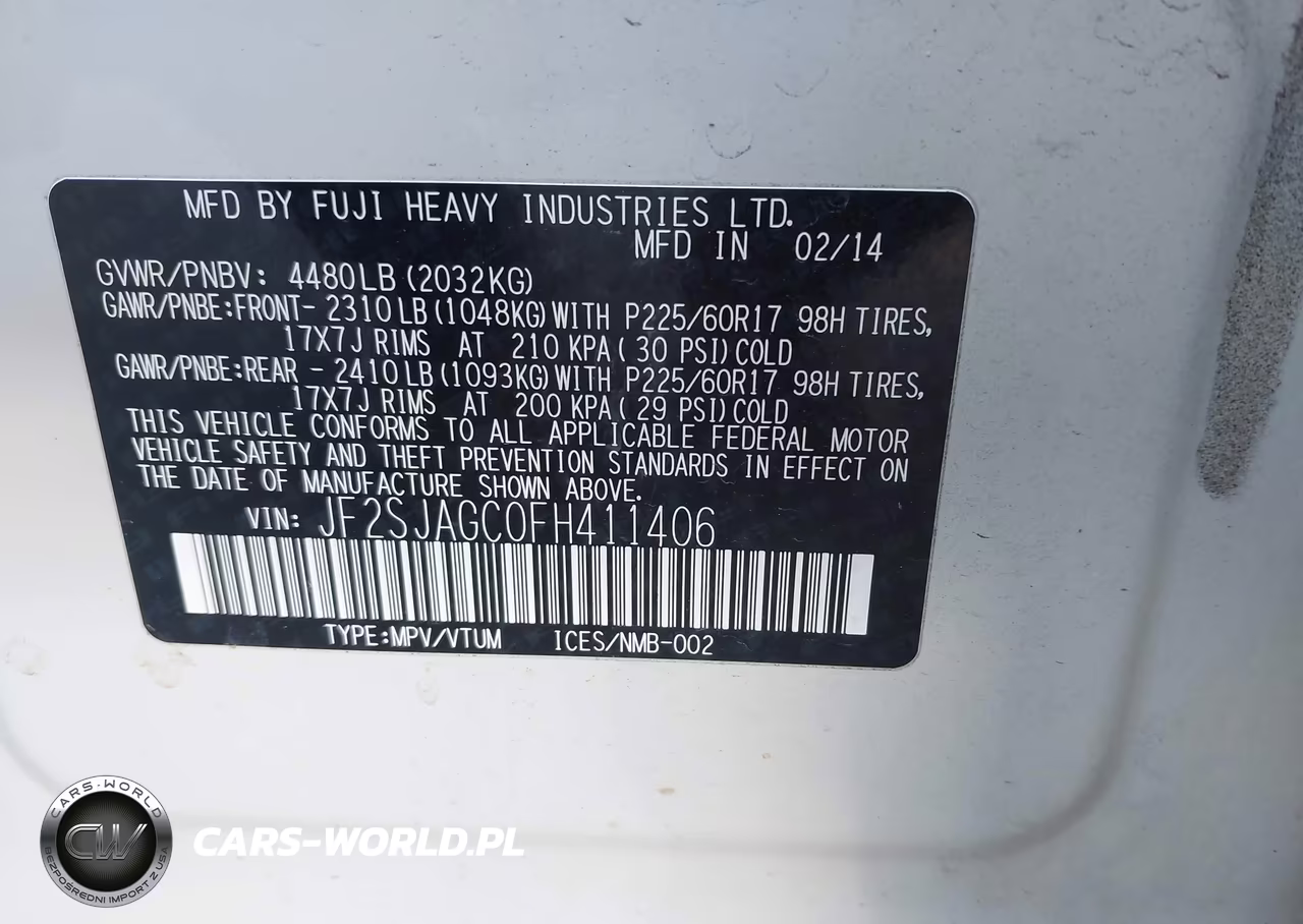 2015 Subaru Forester 2.5I Premium VIN:JF2SJAGC0FH411406 - 9