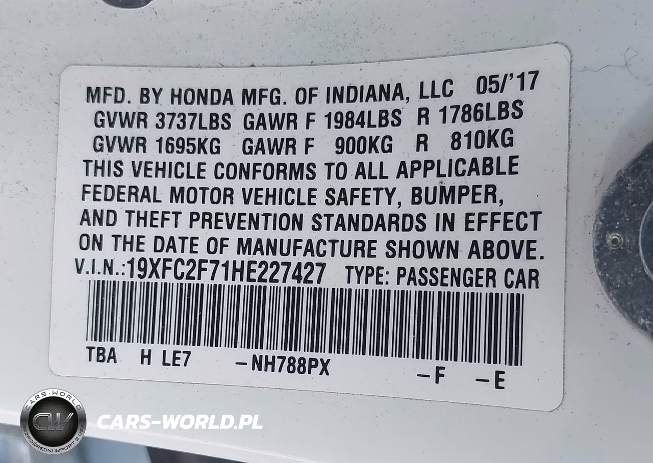 2017 Honda Civic Ex VIN:19XFC2F71HE227427 - 9