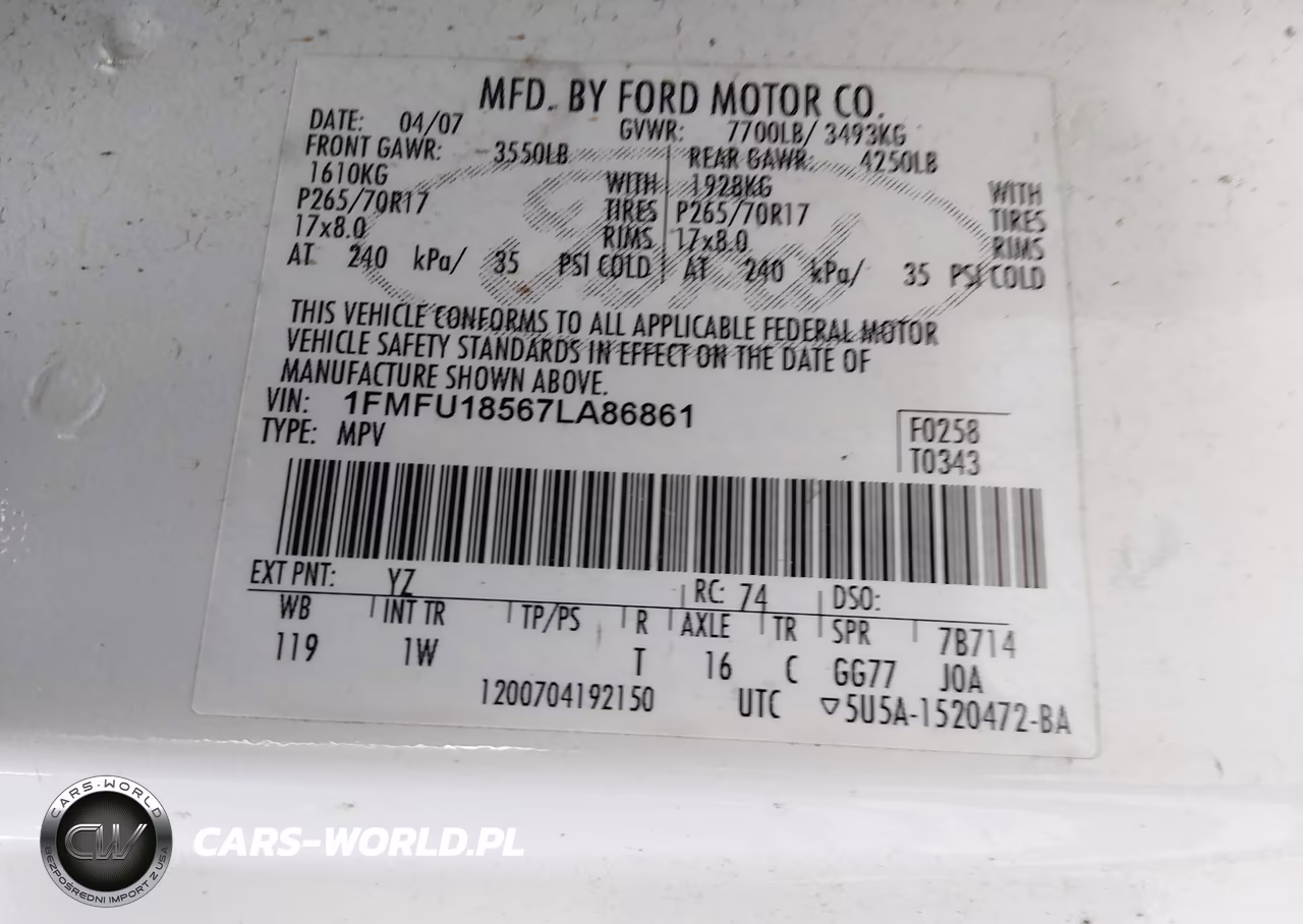 2007 Ford Expedition Eddie Bauer VIN:1FMFU18567LA86861 - 9