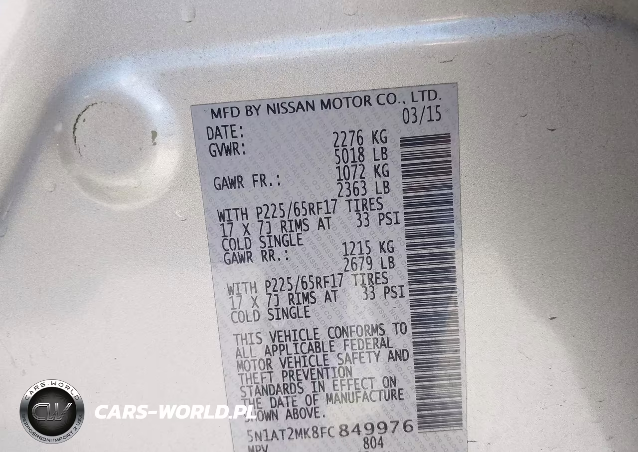 2015 Nissan Rogue S VIN:5N1AT2MK8FC849976 - 9
