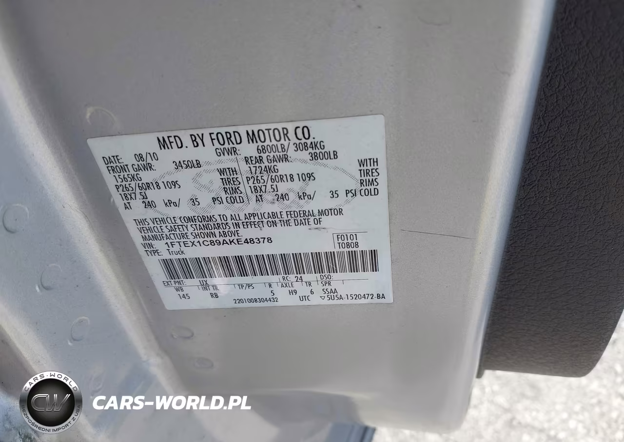 2010 Ford F-150 Fx2 Sport-Stx-Xl-Xlt VIN:1FTEX1C89AKE48378 - 9