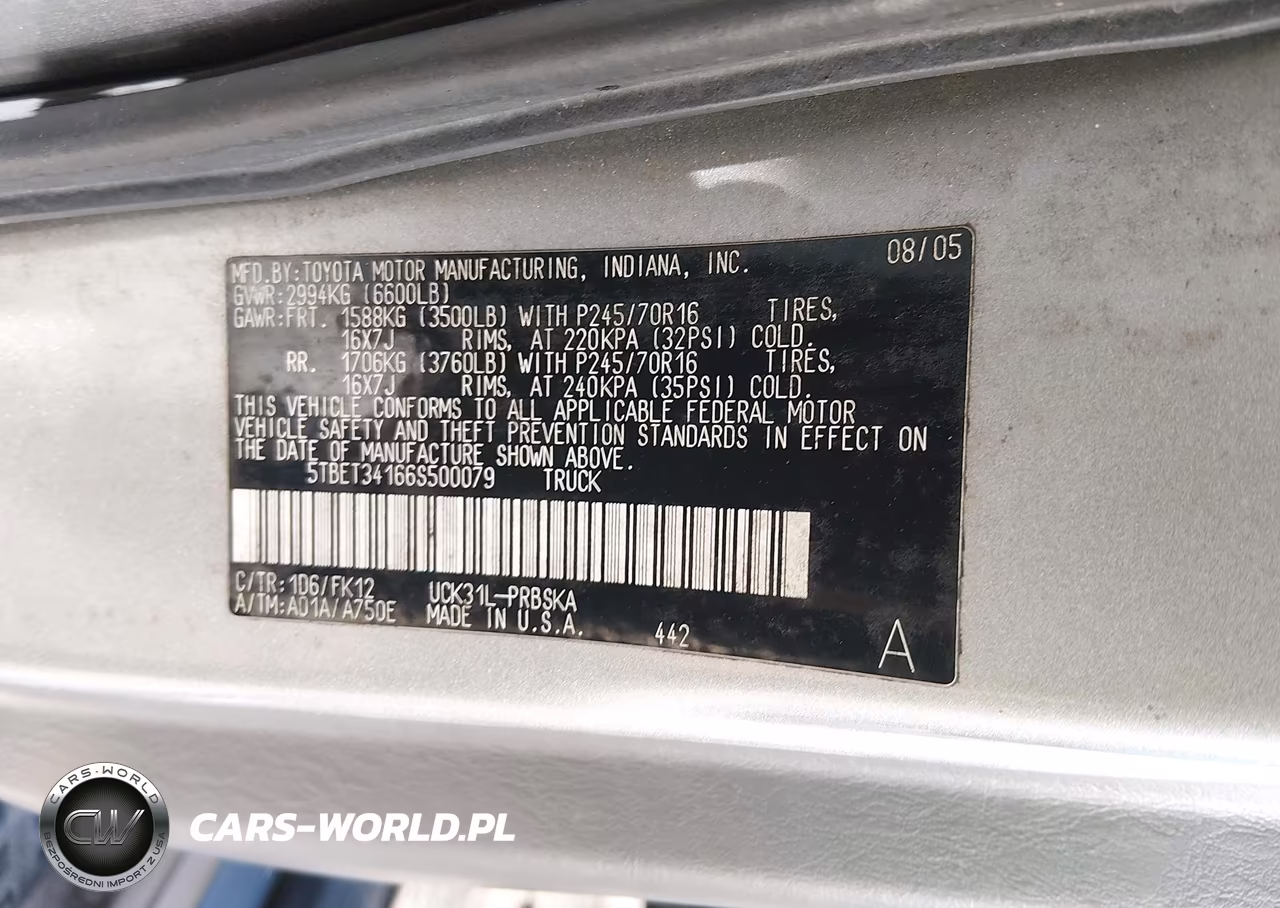 2006 Toyota Tundra Sr5 V8 VIN:5TBET34166S500079 - 9