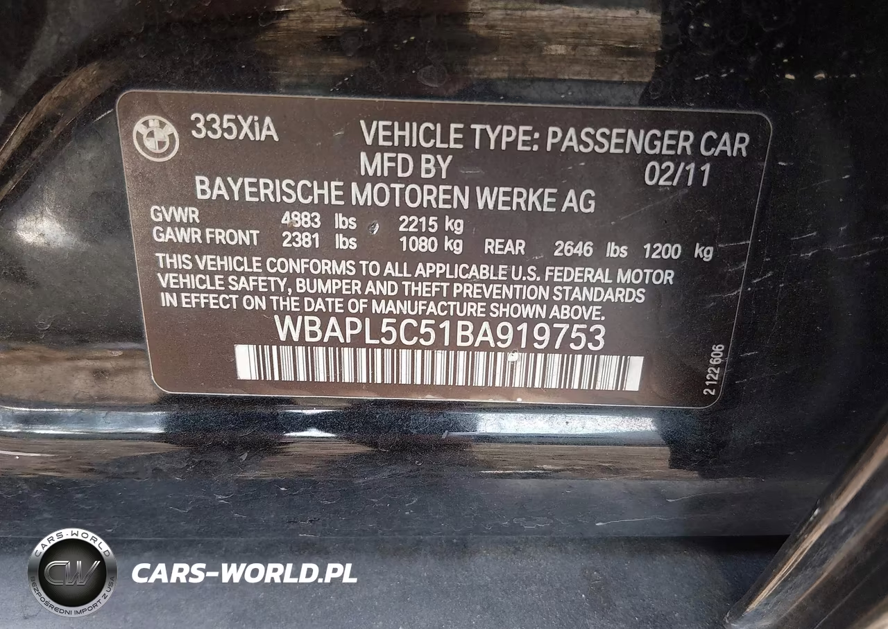 2011 BMW 335I xDrive VIN:WBAPL5C51BA919753 - 9