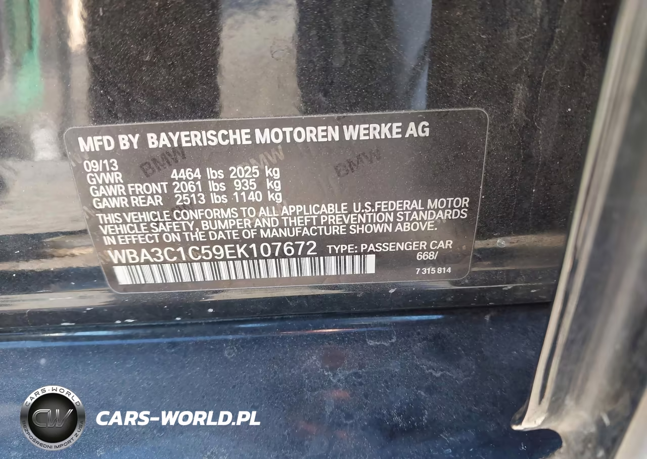 2014 BMW 328I VIN:WBA3C1C59EK107672 - 9