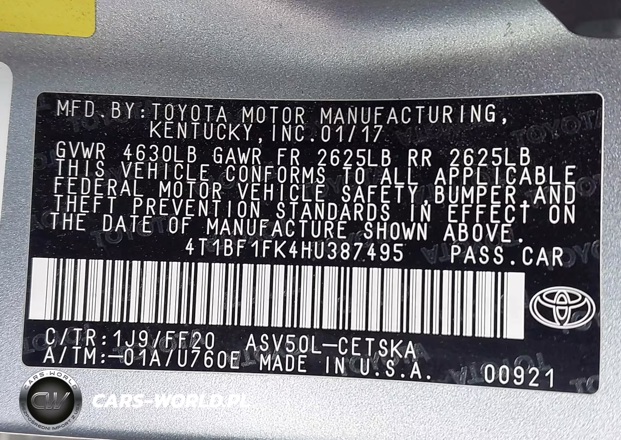 2017 Toyota Camry Se VIN:4T1BF1FK4HU387495 - 9