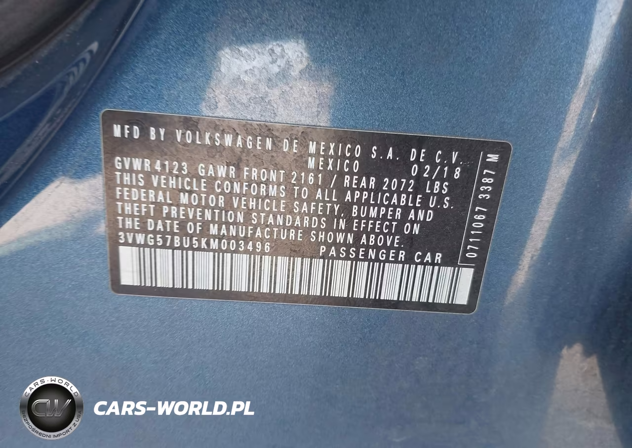 2019 Volkswagen Jetta 1.4T Sel Premium VIN:3VWG57BU5KM003496 - 9