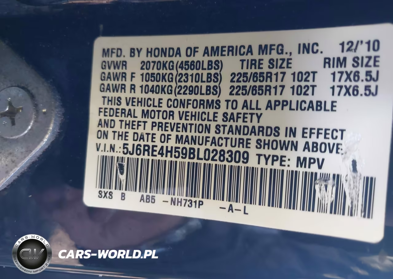 2011 Honda Cr-V Ex VIN:5J6RE4H59BL028309 - 9