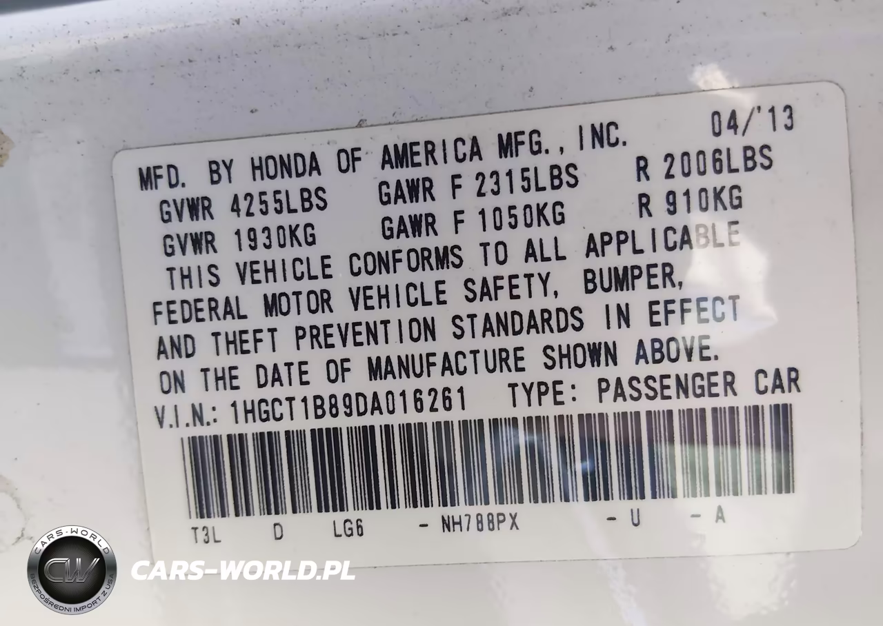 2013 Honda Accord Ex-L VIN:1HGCT1B89DA016261 - 9