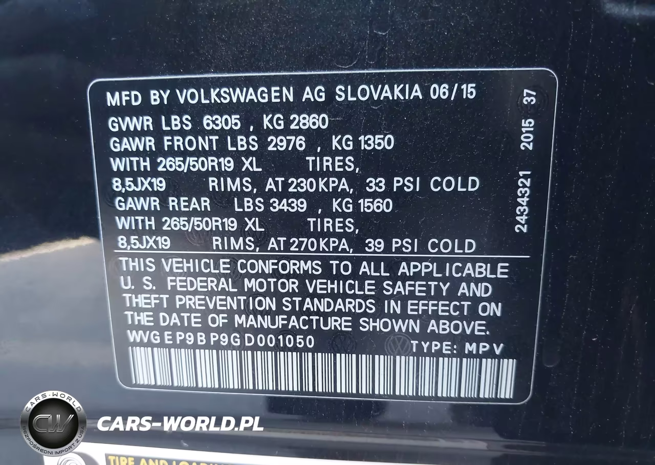 2016 Volkswagen Touareg Tdi Lux VIN:WVGEP9BP9GD001050 - 9