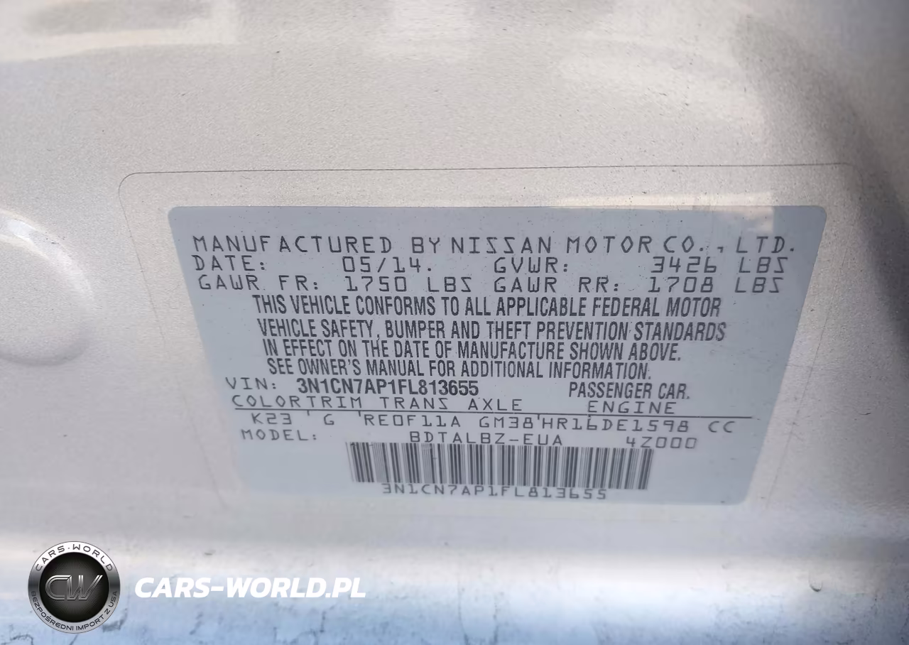 2015 Nissan Versa 1.6 Sv VIN:3N1CN7AP1FL813655 - 9