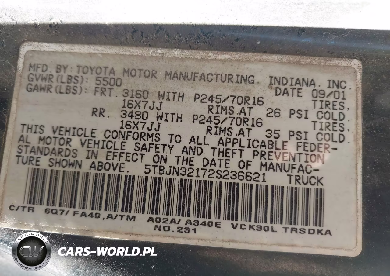 2002 Toyota Tundra VIN:5TBJN32172S236621 - 9