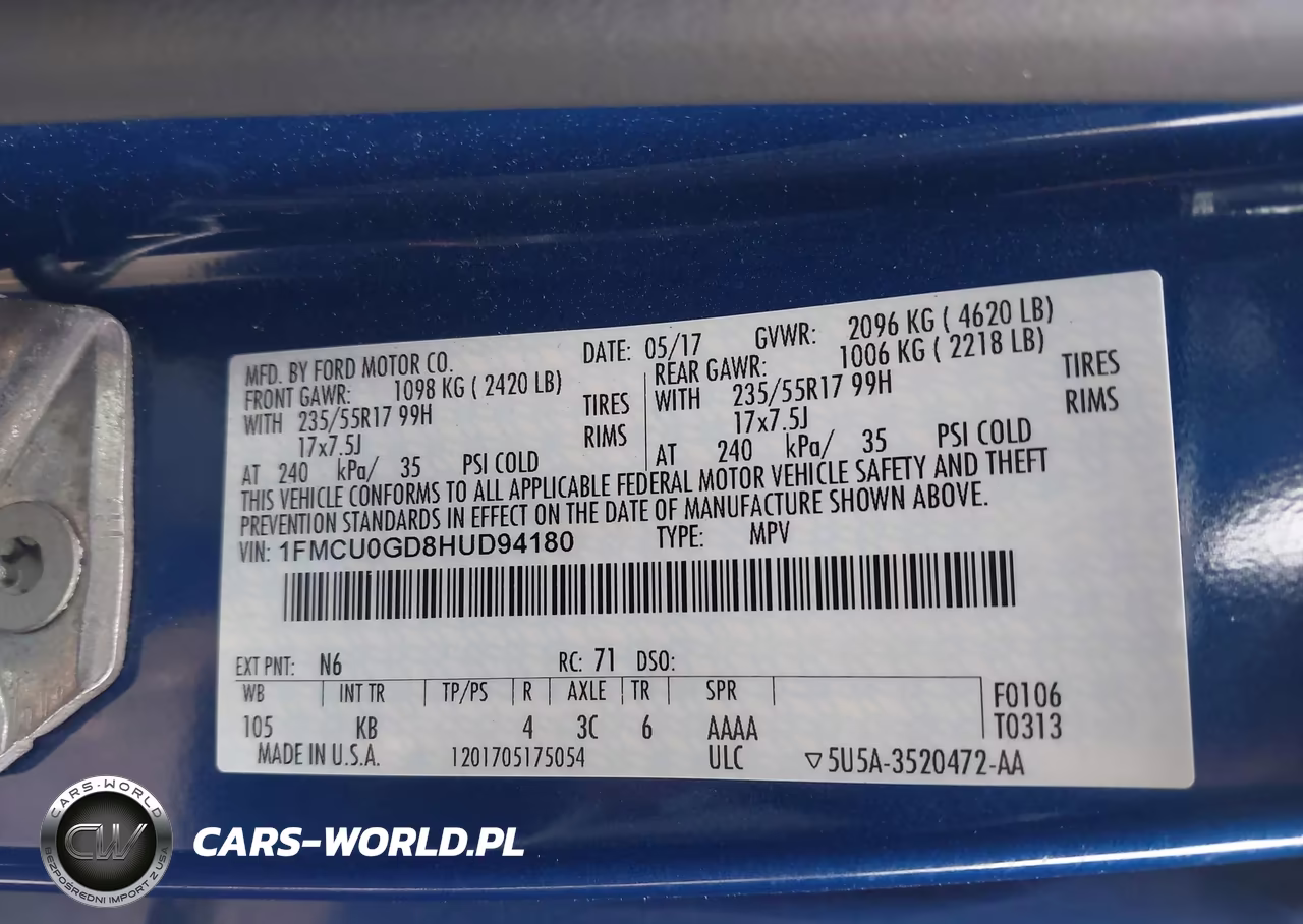 2017 Ford Escape Se VIN:1FMCU0GD8HUD94180 - 9