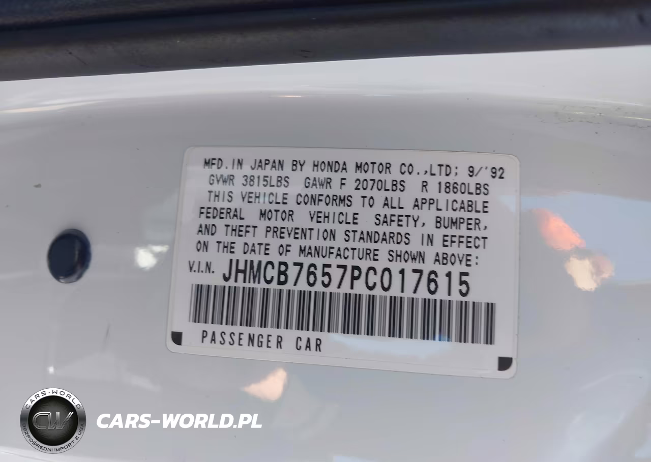1993 Honda Accord Lx VIN:JHMCB7657PC017615 - 9