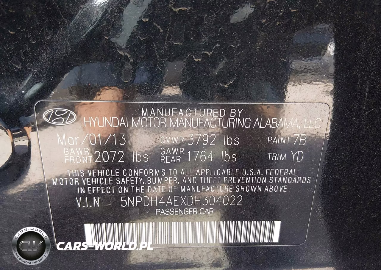 2013 Hyundai Elantra Gls VIN:5NPDH4AEXDH304022 - 9
