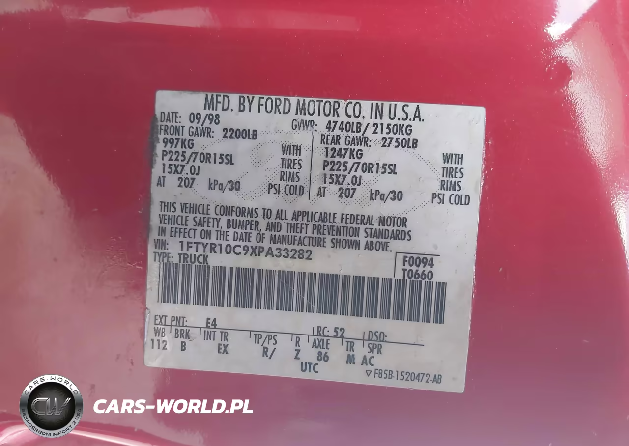 1999 Ford Ranger Xl-Xlt VIN:1FTYR10C9XPA33282 - 9