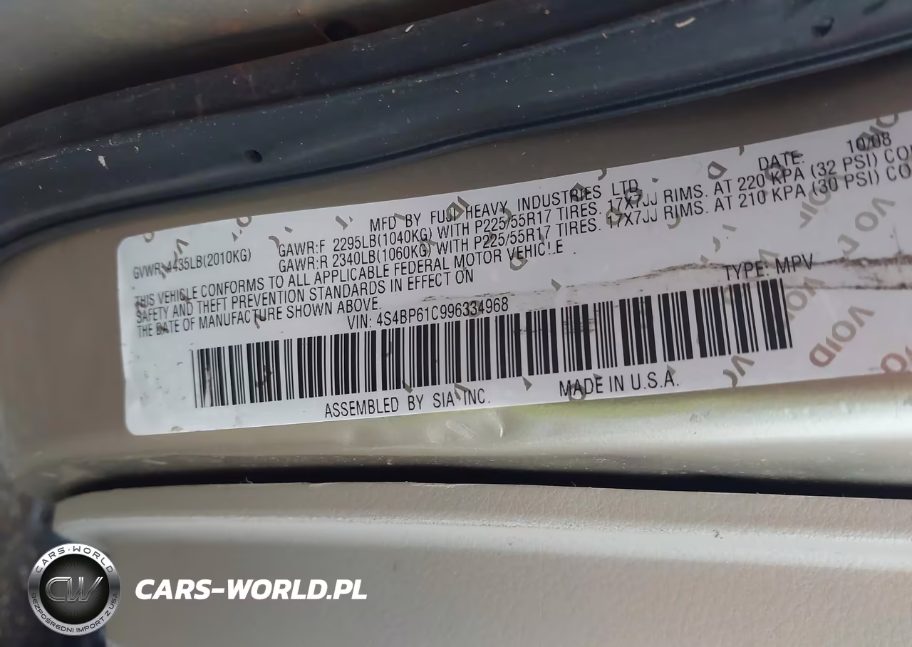2009 Subaru Outback 2.5I VIN:4S4BP61C996334968 - 9