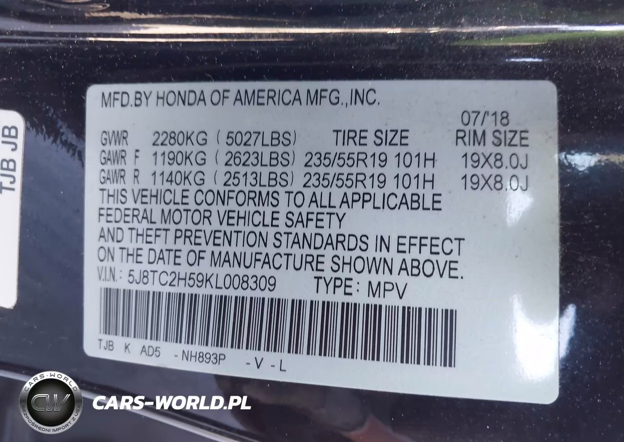 2019 Acura Rdx Technology Package VIN:5J8TC2H59KL008309 - 9