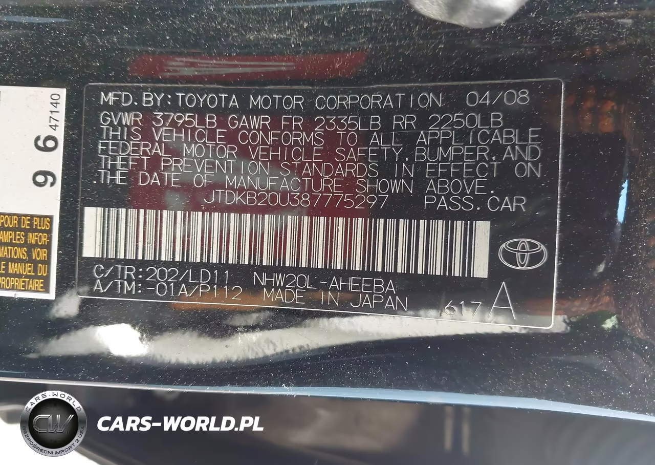 2008 Toyota Prius Touring VIN:JTDKB20U387775297 - 9