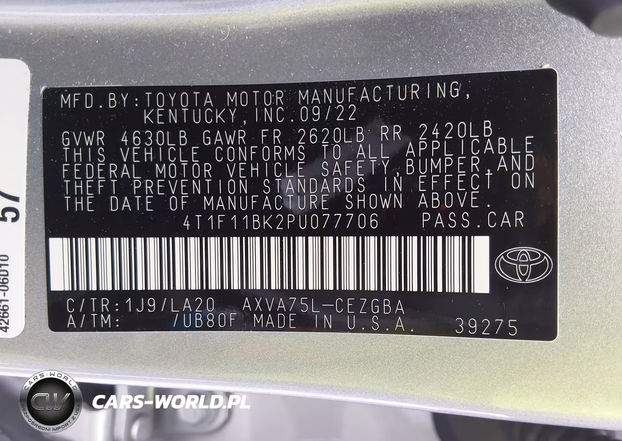 2023 Toyota Camry Xle Awd VIN:4T1F11BK2PU077706 - 9