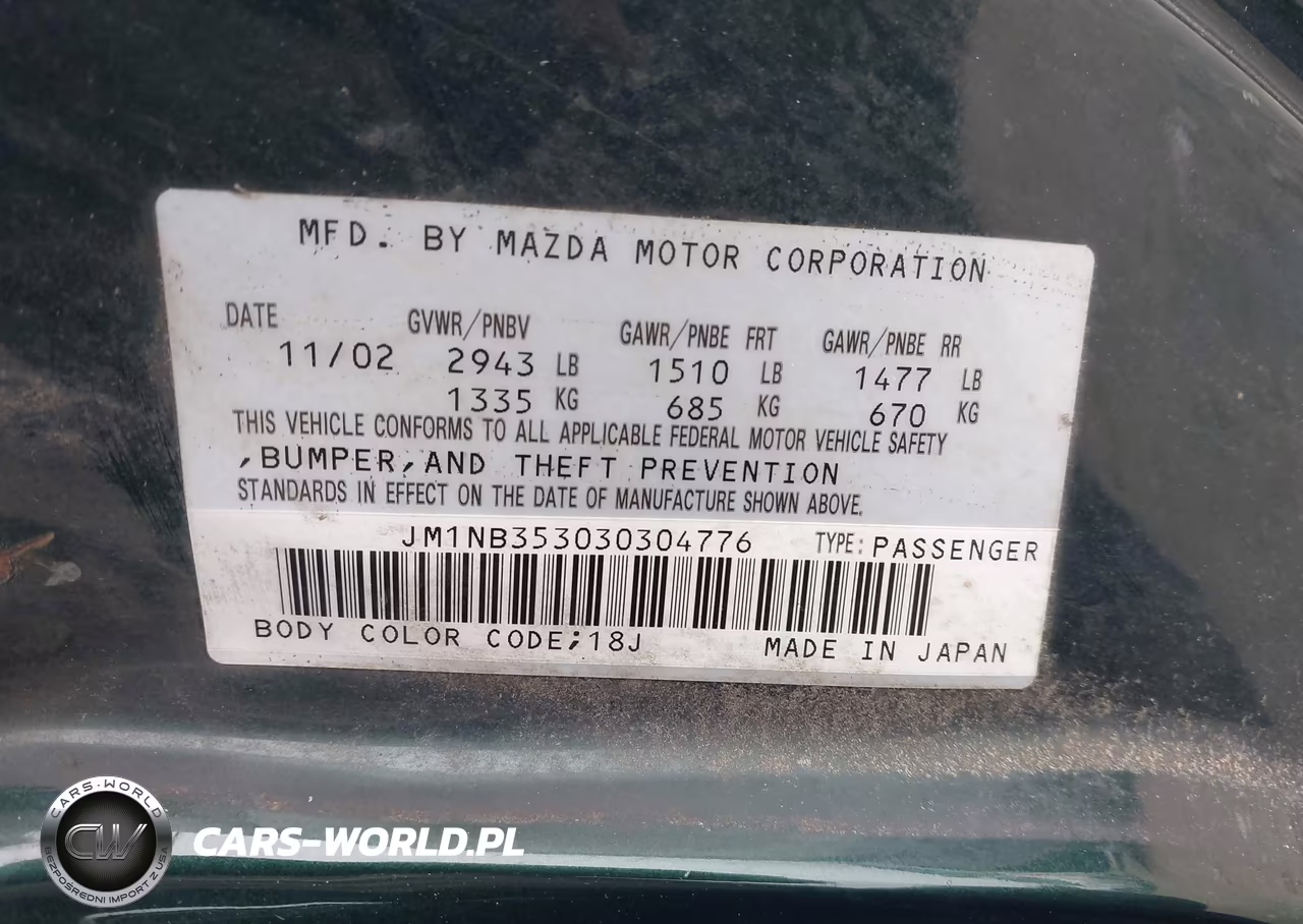 2003 Mazda Mx-5 Miata Cloth-Ls-Se-Shinsen VIN:JM1NB353030304776 - 9