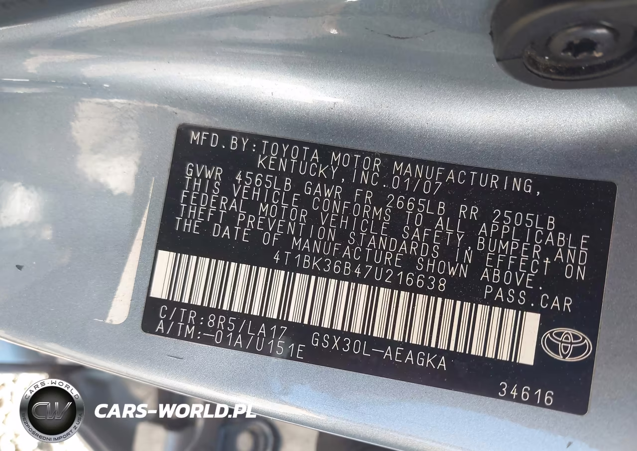 2007 Toyota Avalon Xls VIN:4T1BK36B47U216638 - 9