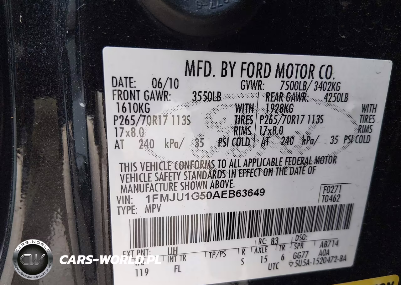 2010 Ford Expedition Xlt VIN:1FMJU1G50AEB63649 - 9