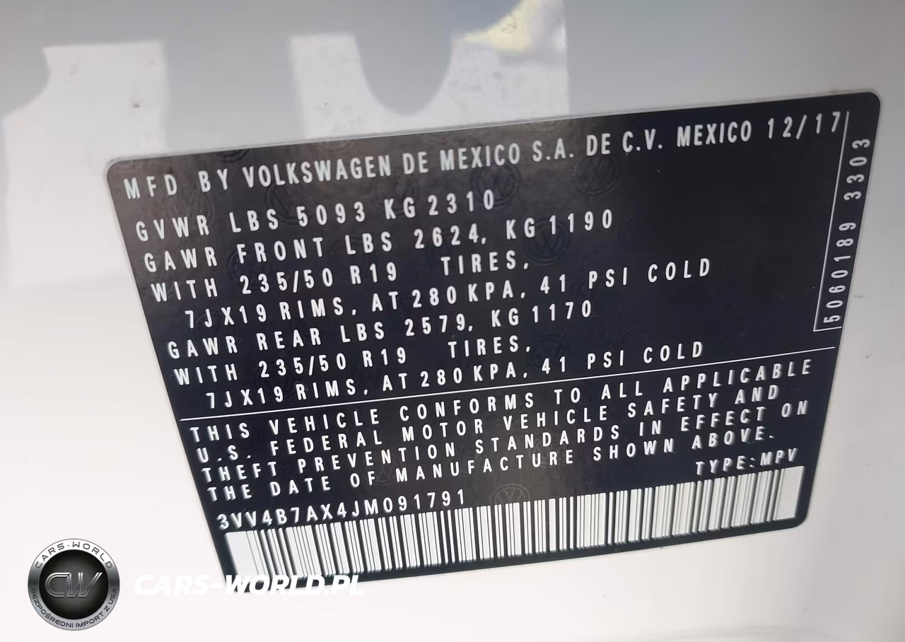 2018 Volkswagen Tiguan 2.0T Sel Premium VIN:3VV4B7AX4JM091791 - 9