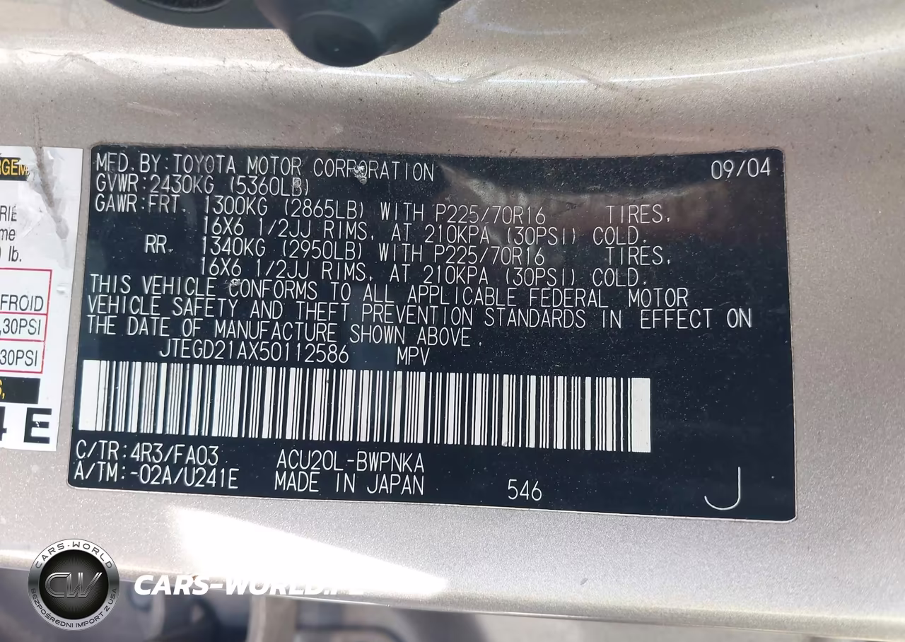 2005 Toyota Highlander VIN:JTEGD21AX50112586 - 9
