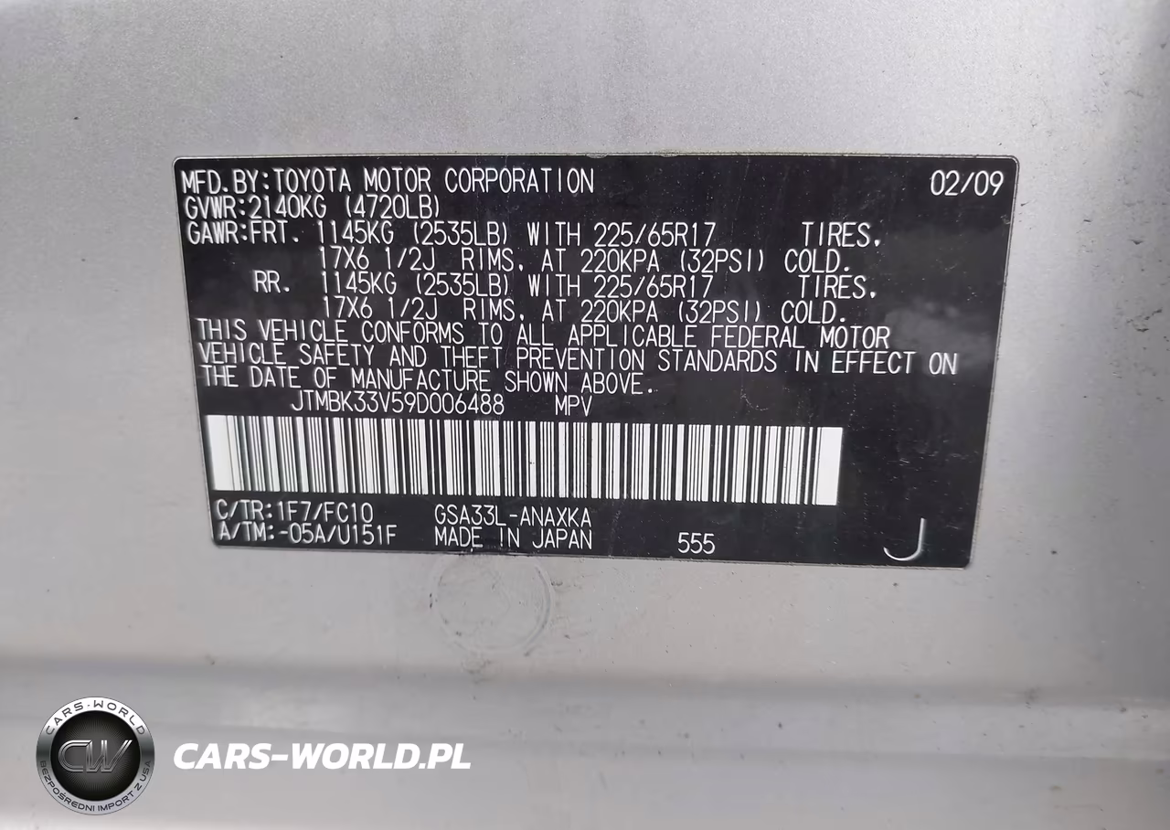 2009 Toyota Rav4 Base V6 VIN:JTMBK33V59D006488 - 9