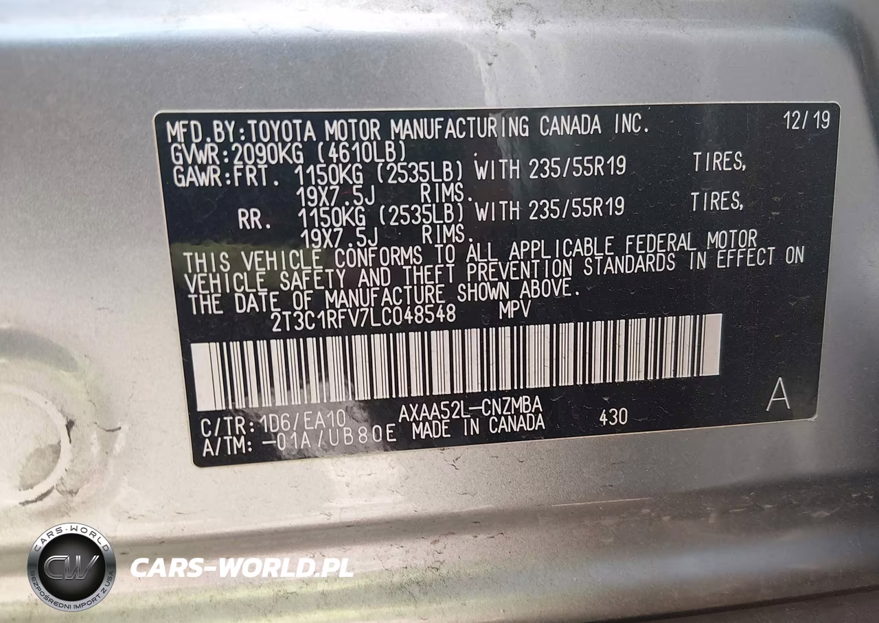 2020 Toyota Rav4 Xle Premium VIN:2T3C1RFV7LC048548 - 9