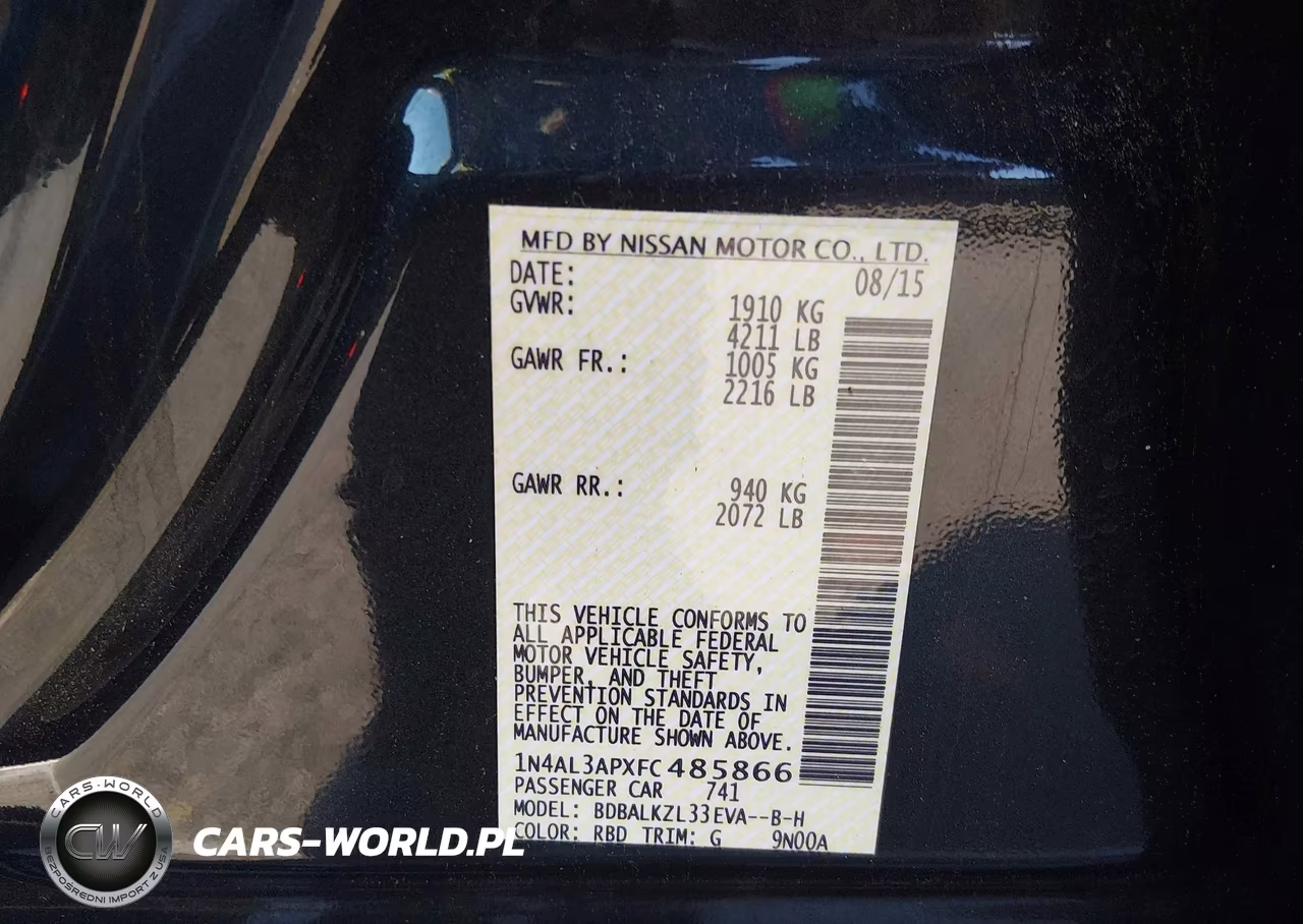 2015 Nissan Altima 2.5 Sv VIN:1N4AL3APXFC485866 - 9