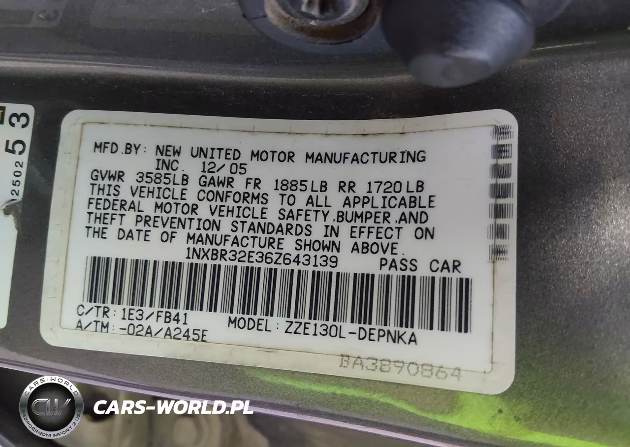 2006 Toyota Corolla Le VIN:1NXBR32E36Z643139 - 9