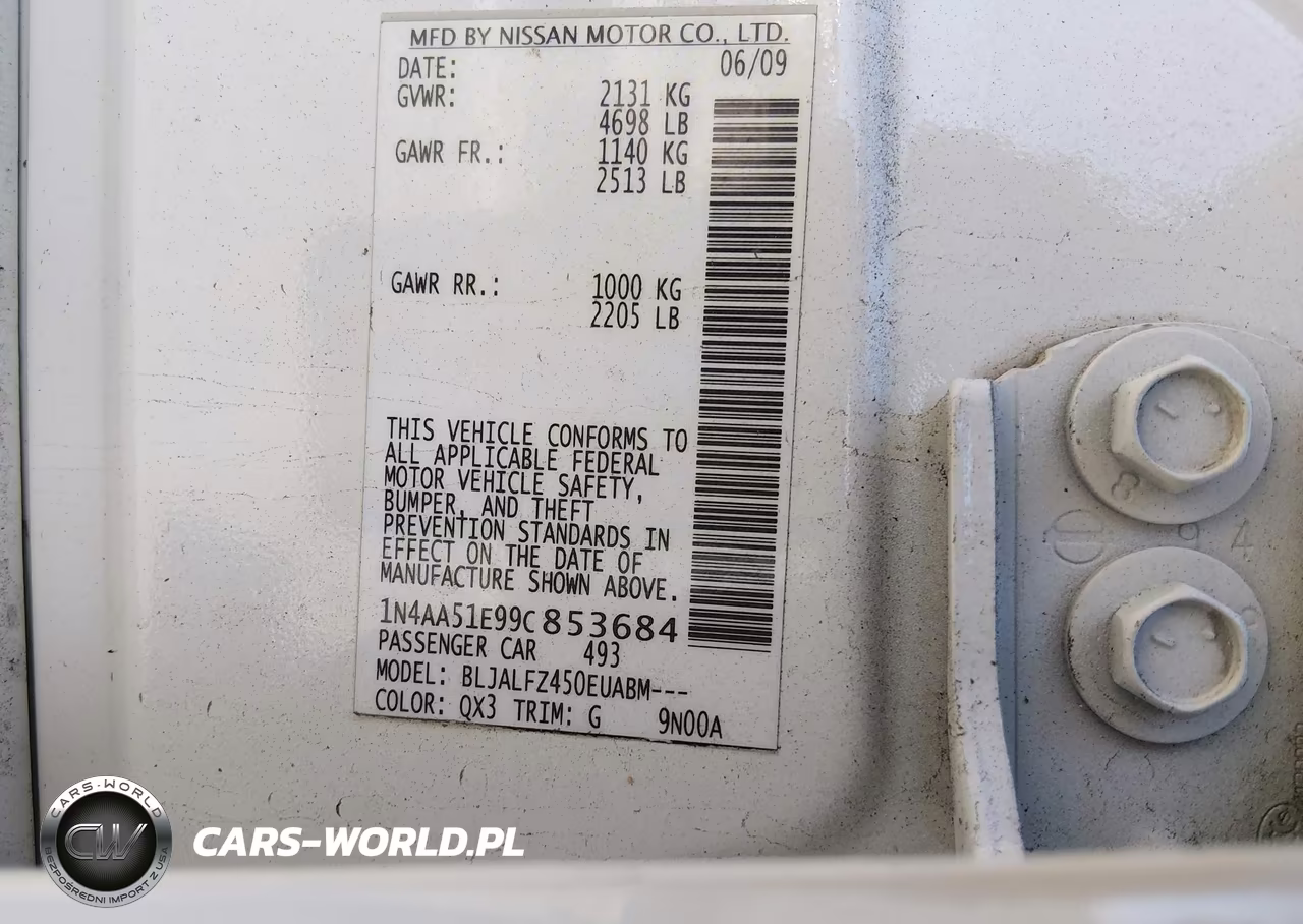 2009 Nissan Maxima 3.5 Sv VIN:1N4AA51E99C853684 - 9