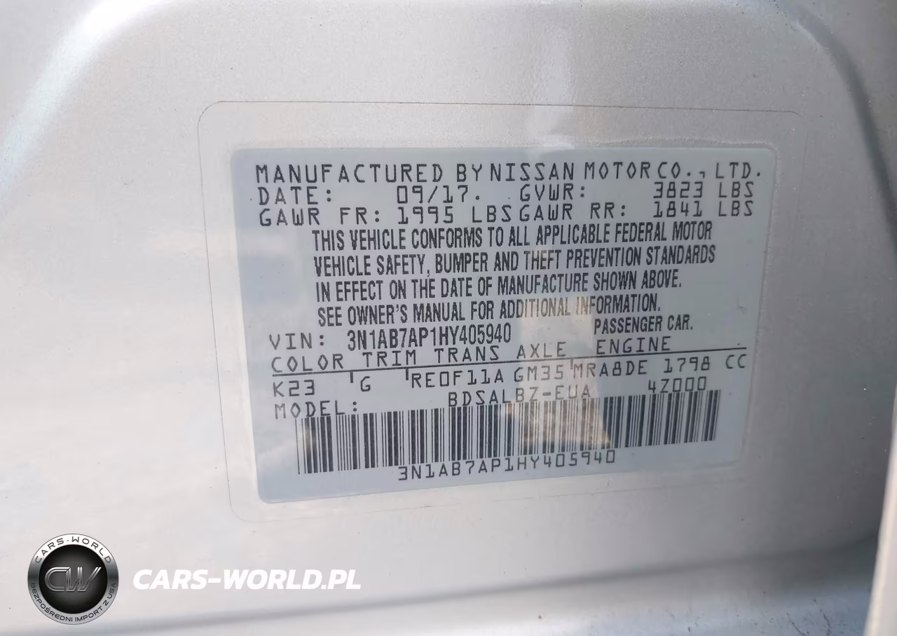 2017 Nissan Sentra S VIN:3N1AB7AP1HY405940 - 9