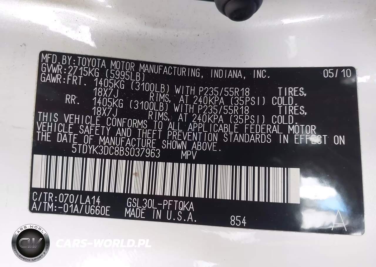 2011 Toyota Sienna Limited V6 VIN:5TDYK3DC8BS037963 - 9