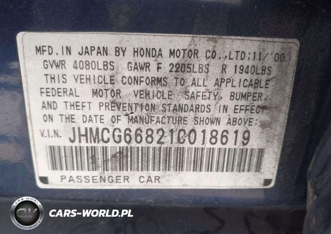 2001 Honda Accord 2.3 Ex VIN:JHMCG66821C018619 - 9