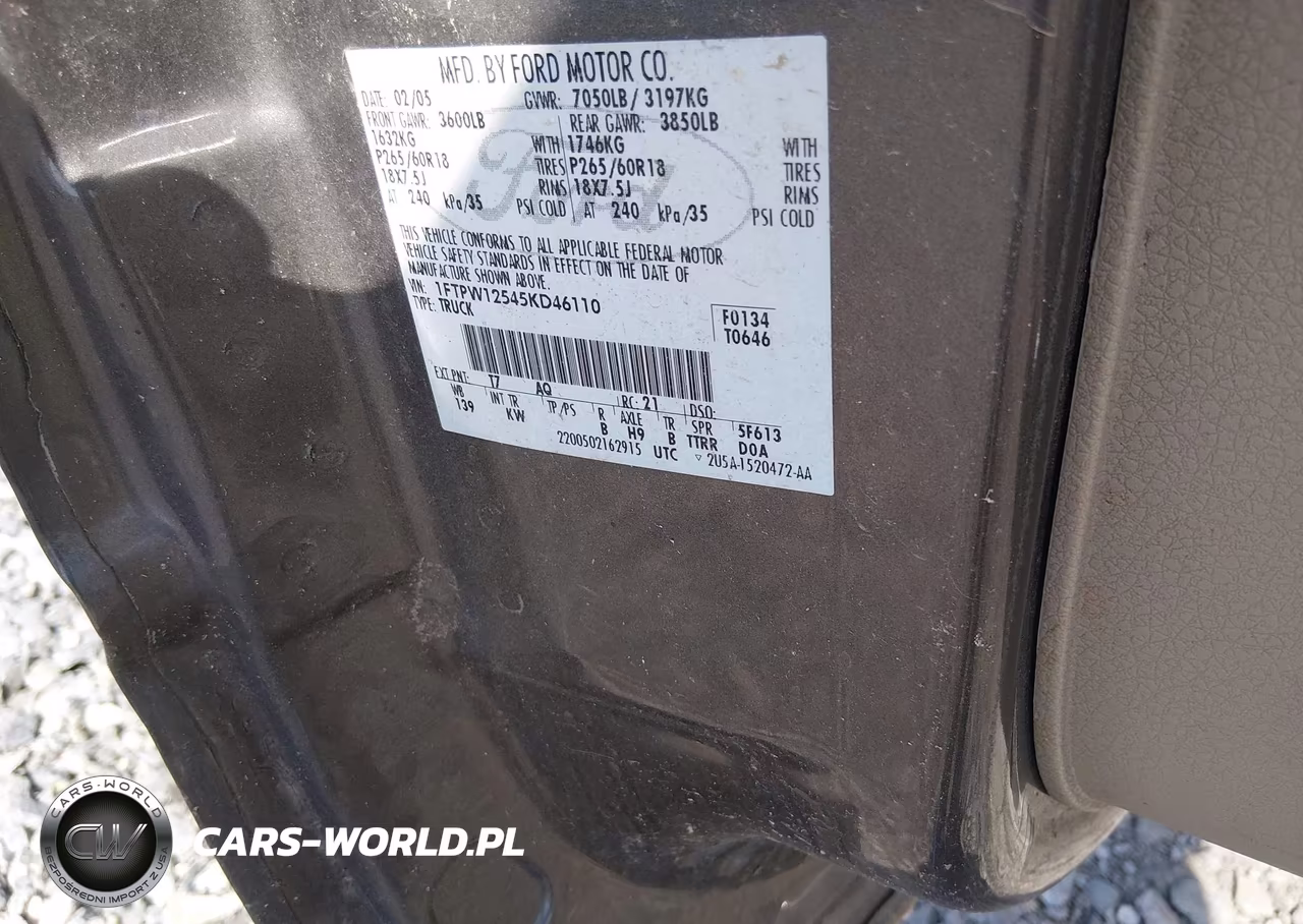 2005 Ford F-150 Lariat-Xlt VIN:1FTPW12545KD46110 - 9