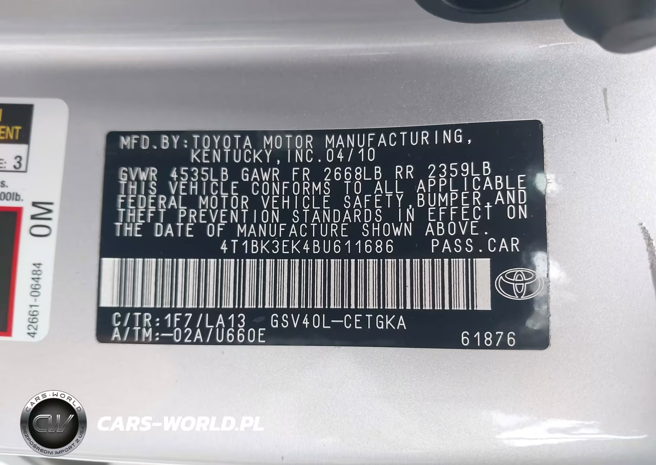 2011 Toyota Camry Xle V6 VIN:4T1BK3EK4BU611686 - 9