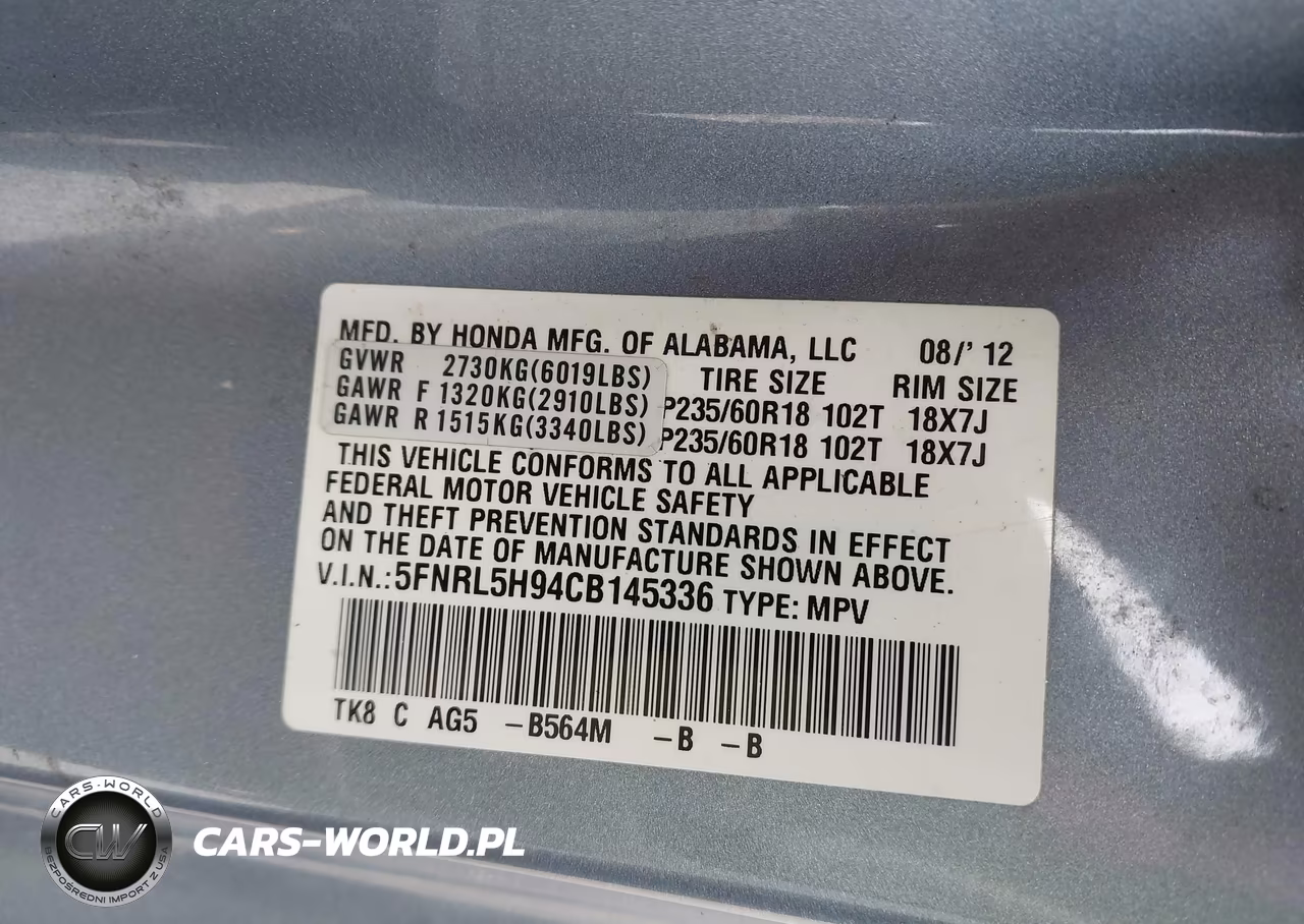 2012 Honda Odyssey Touring-Touring Elite VIN:5FNRL5H94CB145336 - 9